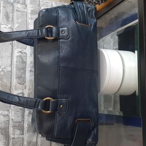 Vtg. Unbranded‎ Shoulder Purse Blue Genuine leather with man made trim.